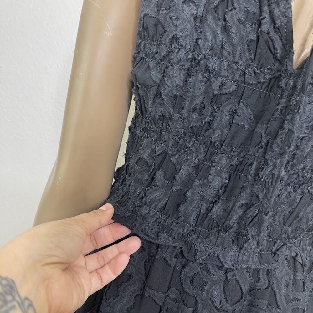 Club Monaco Black Maxi Dress 2 Dark Feminine Romantic Sheer Textured Evening - Picture 8 of 14
